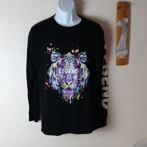 Hustle Black Long Sleeve with Colorful Tiger